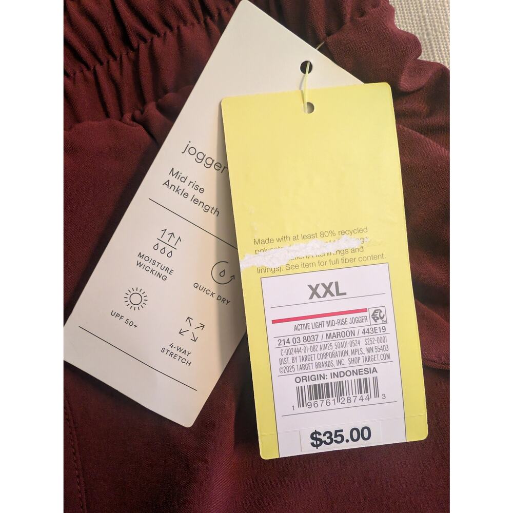 All In Motion Red Mid Rise Joggers XXL - Picture 8 of 13